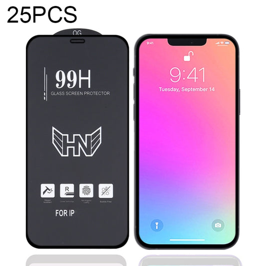 For iPhone 16e / 13 / 13 Pro 25pcs High Aluminum Large Arc Full Screen Tempered Glass Film - iPhone 13 Tempered Glass by buy2fix | Online Shopping UK | buy2fix