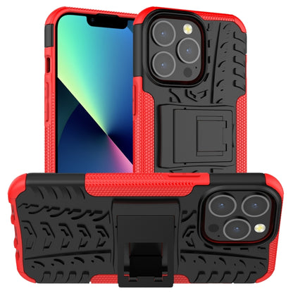 For iPhone 13 mini Tire Texture Shockproof TPU+PC Protective Case with Holder (Red) by buy2fix