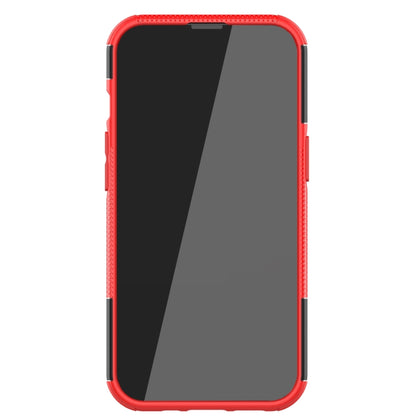 For iPhone 13 mini Tire Texture Shockproof TPU+PC Protective Case with Holder (Red) by buy2fix