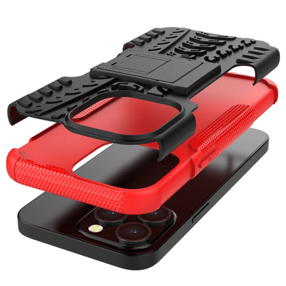 For iPhone 13 mini Tire Texture Shockproof TPU+PC Protective Case with Holder (Red) by buy2fix