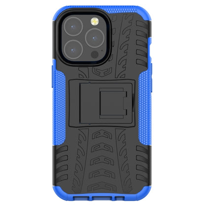 For iPhone 13 mini Tire Texture Shockproof TPU+PC Protective Case with Holder (Blue) by buy2fix