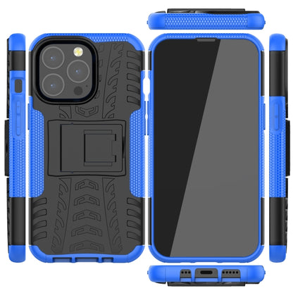 For iPhone 13 mini Tire Texture Shockproof TPU+PC Protective Case with Holder (Blue) by buy2fix
