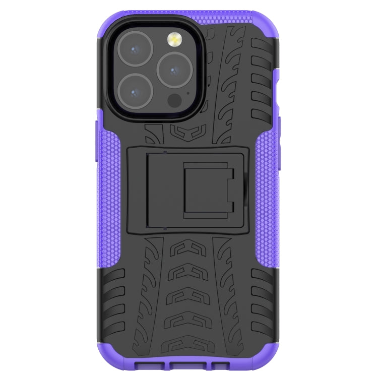 For iPhone 13 mini Tire Texture Shockproof TPU+PC Protective Case with Holder (Purple) by buy2fix