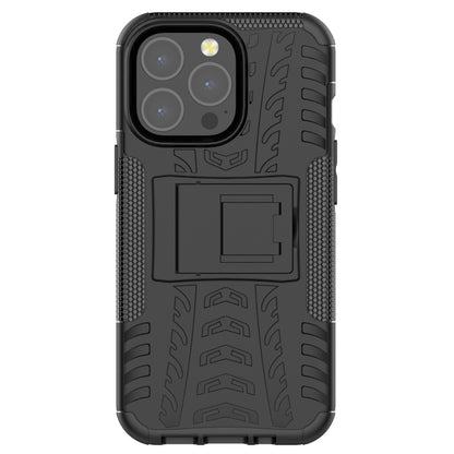 For iPhone 13 mini Tire Texture Shockproof TPU+PC Protective Case with Holder (Black) by buy2fix