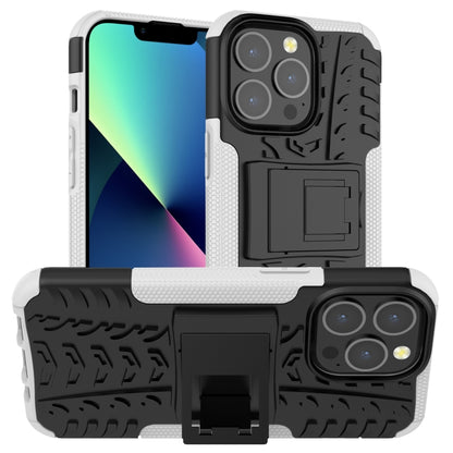 For iPhone 13 mini Tire Texture Shockproof TPU+PC Protective Case with Holder (White) by buy2fix