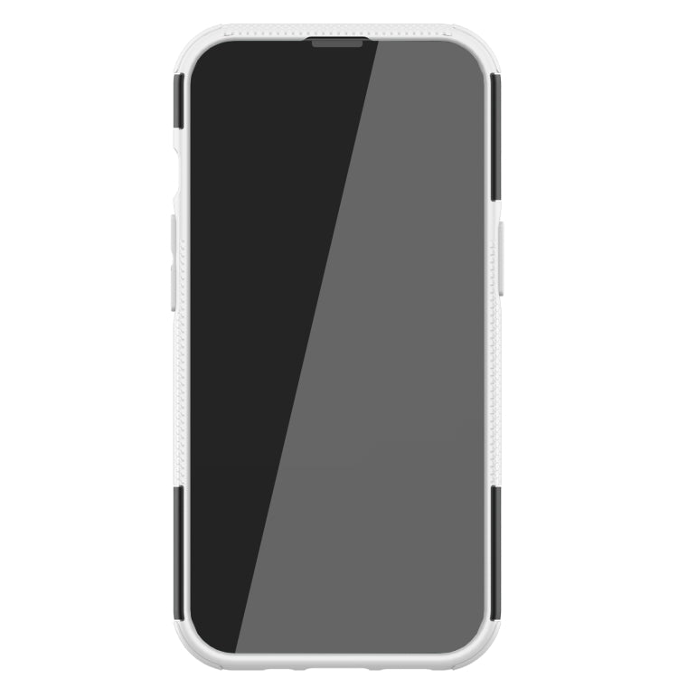 For iPhone 13 mini Tire Texture Shockproof TPU+PC Protective Case with Holder (White) by buy2fix