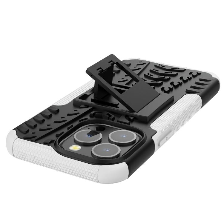 For iPhone 13 mini Tire Texture Shockproof TPU+PC Protective Case with Holder (White) by buy2fix