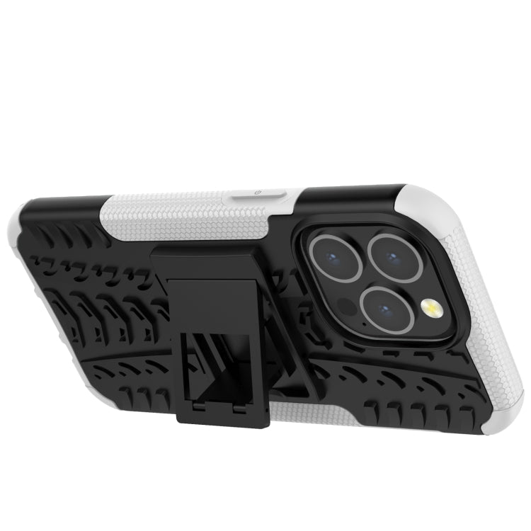 For iPhone 13 mini Tire Texture Shockproof TPU+PC Protective Case with Holder (White) by buy2fix