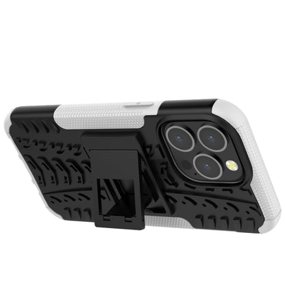 For iPhone 13 mini Tire Texture Shockproof TPU+PC Protective Case with Holder (White) by buy2fix