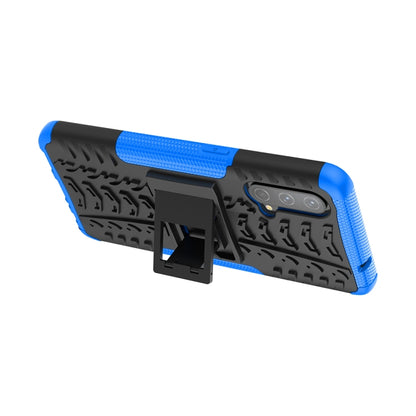 For OnePlus Nord CE 5G Tire Texture Shockproof TPU+PC Protective Case with Holder(Blue) - OnePlus Cases by buy2fix | Online Shopping UK | buy2fix
