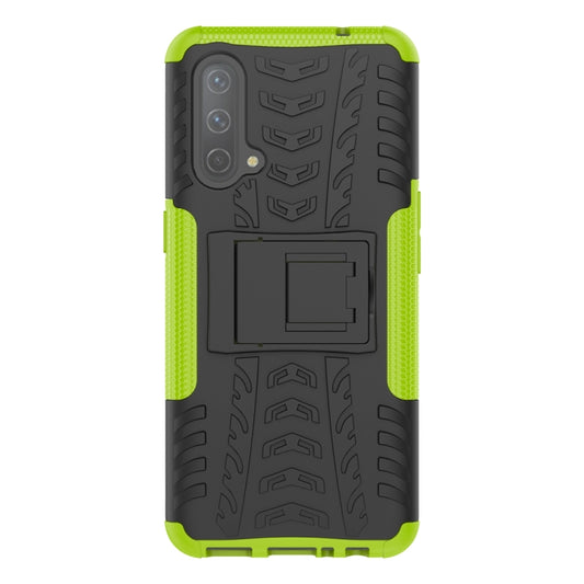 For OnePlus Nord CE 5G Tire Texture Shockproof TPU+PC Protective Case with Holder(Green) - OnePlus Cases by buy2fix | Online Shopping UK | buy2fix