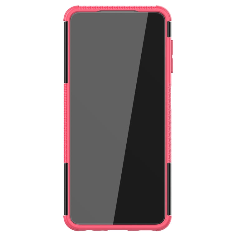 For Samsung Galaxy A22 4G Tire Texture Shockproof TPU+PC Protective Case with Holder(Pink) by buy2fix
