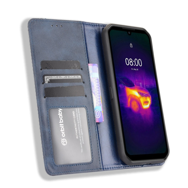 For Ulefone Armor 11 5G / Armor 11T 5G Magnetic Buckle Retro Crazy Horse Texture Horizontal Flip Leather Case with Holder & Card Slots & Photo Frame(Blue) by buy2fix