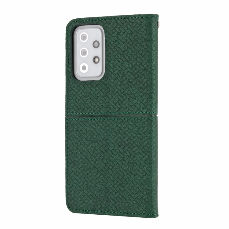 For Samsung Galaxy S20 FE Woven Texture Stitching Magnetic Horizontal Flip PU Leather Case with Holder & Card Slots & Wallet & Lanyard(Green) by buy2fix