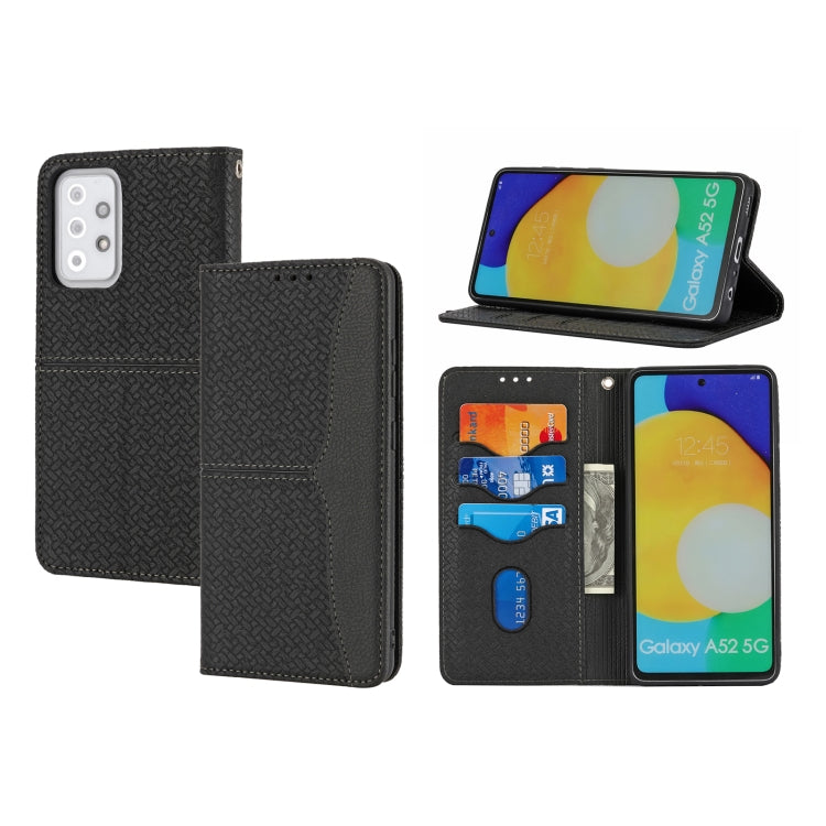 For Samsung Galaxy S20 FE Woven Texture Stitching Magnetic Horizontal Flip PU Leather Case with Holder & Card Slots & Wallet & Lanyard(Black) by buy2fix