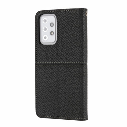 For Samsung Galaxy S20 FE Woven Texture Stitching Magnetic Horizontal Flip PU Leather Case with Holder & Card Slots & Wallet & Lanyard(Black) by buy2fix