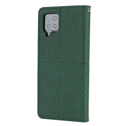 For Samsung Galaxy A22 5G Woven Texture Stitching Magnetic Horizontal Flip PU Leather Case with Holder & Card Slots & Wallet & Lanyard(Green) by buy2fix