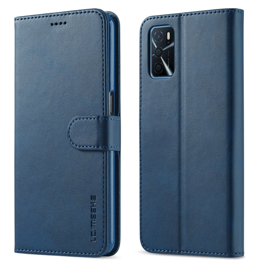 LC.IMEEKE Calf Texture Horizontal Flip Leather Case with Holder & Card Slots & Wallet For OPPO A16(Blue)