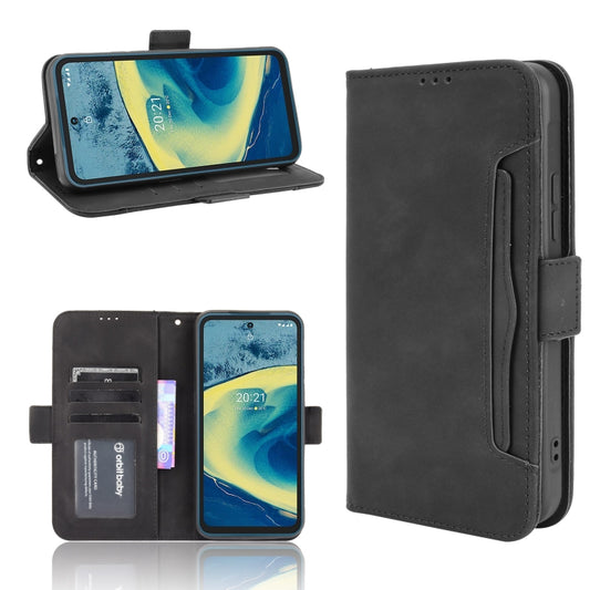For Nokia XR20 Skin Feel Calf Pattern Horizontal Flip Leather Case with Holder & Card Slots & Photo Frame(Black) by buy2fix