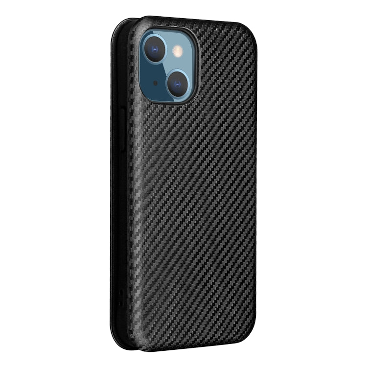 For iPhone 13 mini Carbon Fiber Texture Horizontal Flip TPU + PC + PU Leather Case with Card Slot (Black) by buy2fix