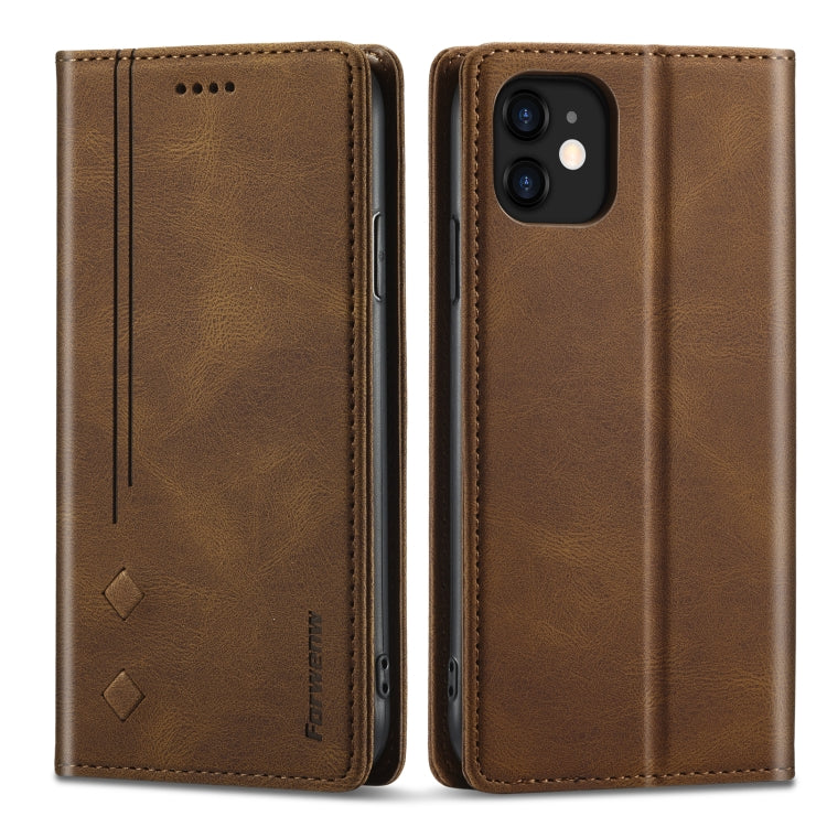 For iPhone 11 Forwenw F2 Series Magnetic Horizontal Flip Leather Case with Holder & Card Slots & Wallet (Brown) - iPhone 11 Cases by Forwenw | Online Shopping UK | buy2fix