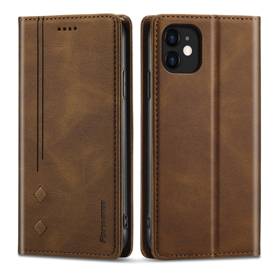 For iPhone 11 Forwenw F2 Series Magnetic Horizontal Flip Leather Case with Holder & Card Slots & Wallet (Brown) - iPhone 11 Cases by Forwenw | Online Shopping UK | buy2fix