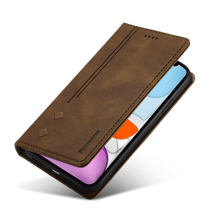 For iPhone 11 Forwenw F2 Series Magnetic Horizontal Flip Leather Case with Holder & Card Slots & Wallet (Brown) - iPhone 11 Cases by Forwenw | Online Shopping UK | buy2fix