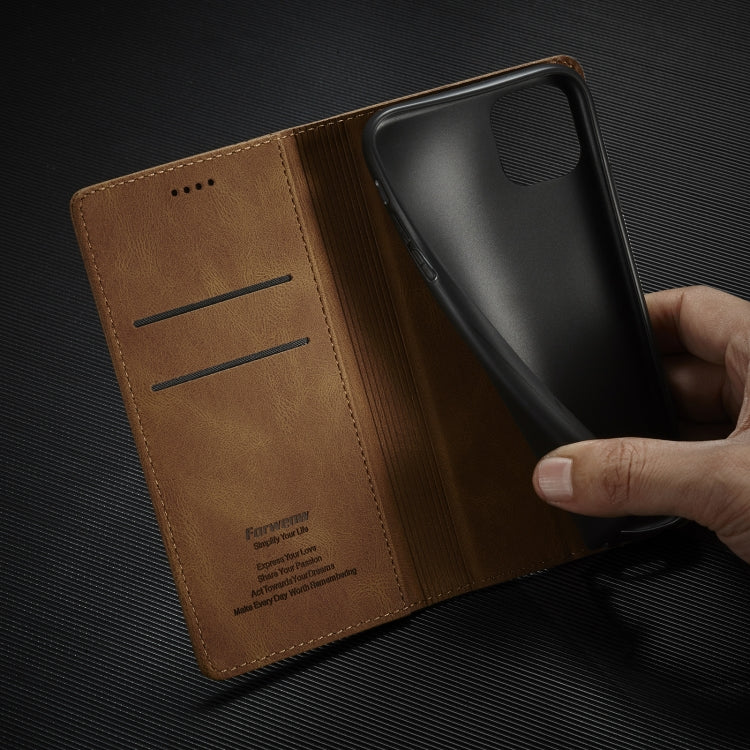 For iPhone 11 Forwenw F2 Series Magnetic Horizontal Flip Leather Case with Holder & Card Slots & Wallet (Brown) - iPhone 11 Cases by Forwenw | Online Shopping UK | buy2fix