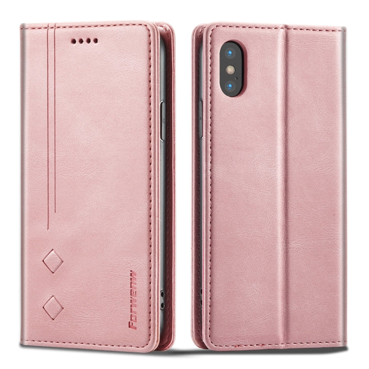 For iPhone XS Max Forwenw F2 Series Magnetic Horizontal Flip Leather Case with Holder & Card Slots & Wallet(Rose Gold) - More iPhone Cases by Forwenw | Online Shopping UK | buy2fix