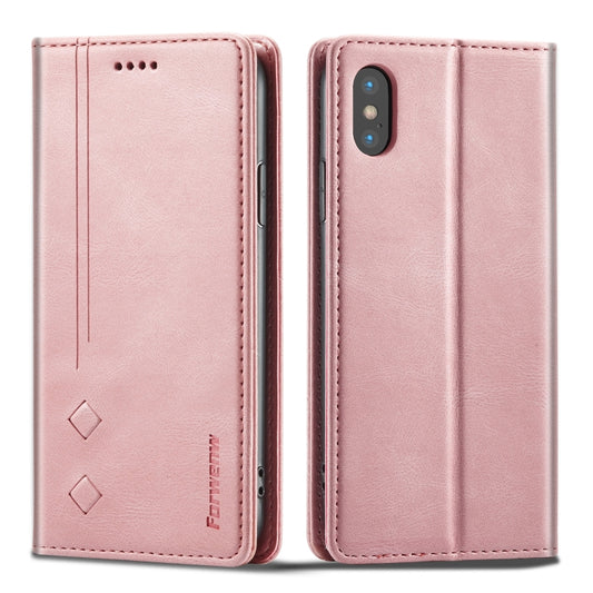 For iPhone XS Max Forwenw F2 Series Magnetic Horizontal Flip Leather Case with Holder & Card Slots & Wallet(Rose Gold) - More iPhone Cases by Forwenw | Online Shopping UK | buy2fix