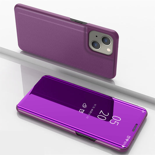 For iPhone 13 mini Plated Mirror Horizontal Flip Leather Case with Holder (Purple) by buy2fix