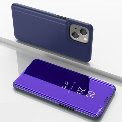 For iPhone 13 mini Plated Mirror Horizontal Flip Leather Case with Holder (Purple Blue) by buy2fix