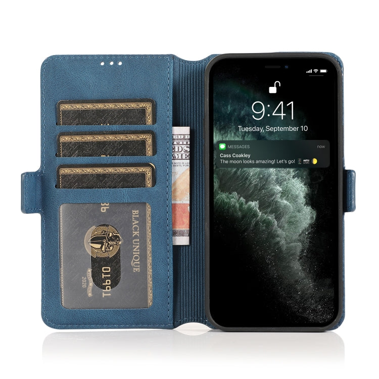 For iPhone 13 mini Retro Magnetic Closing Clasp Horizontal Flip Leather Case with Holder & Card Slots & Photo Frame & Wallet (Navy Blue) by buy2fix