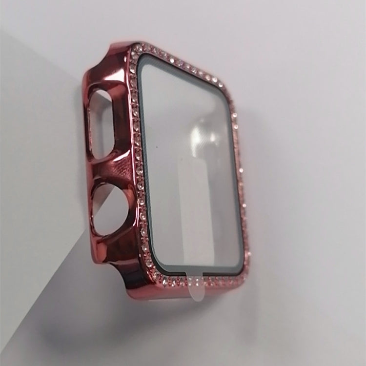 Electroplating PC Single Row Diamond Protective Case with Tempered Glass Film For Apple Watch Series 3 & 2 & 1 42mm(Rose Pink) by buy2fix