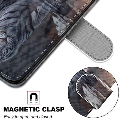 For iPhone 13 mini Coloured Drawing Cross Texture Horizontal Flip PU Leather Case with Holder & Card Slots & Wallet & Lanyard (Cat Becomes Tiger) by buy2fix