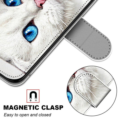 For iPhone 13 mini Coloured Drawing Cross Texture Horizontal Flip PU Leather Case with Holder & Card Slots & Wallet & Lanyard (White Kitten) by buy2fix