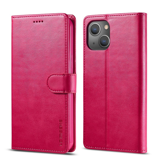 For iPhone 13 mini LC.IMEEKE Calf Texture Horizontal Flip Leather Case with Holder & Card Slots & Wallet (Red)