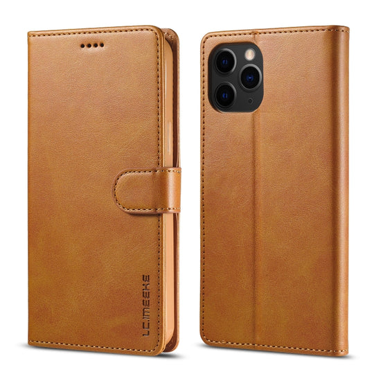 For iPhone 13 Pro Max LC.IMEEKE Calf Texture Horizontal Flip Leather Case with Holder & Card Slots & Wallet (Yellow)
