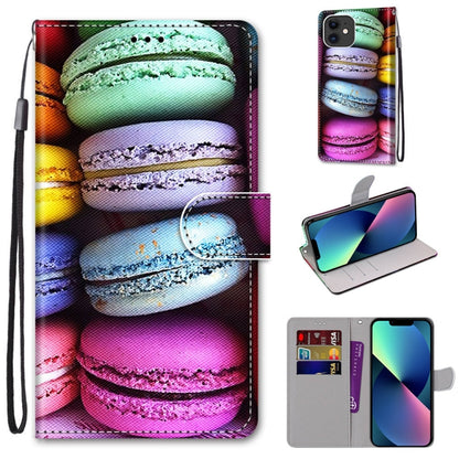 For iPhone 13 mini Coloured Drawing Cross Texture Horizontal Flip PU Leather Case with Holder & Card Slots & Wallet & Lanyard (Slant Hat Blue Mirror Cat) by buy2fix