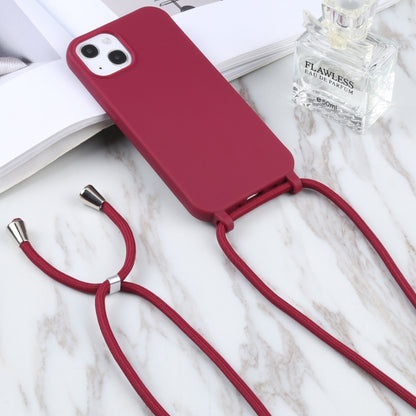 For iPhone 13 mini Candy Colors TPU Protective Case with Lanyard (Red) by buy2fix