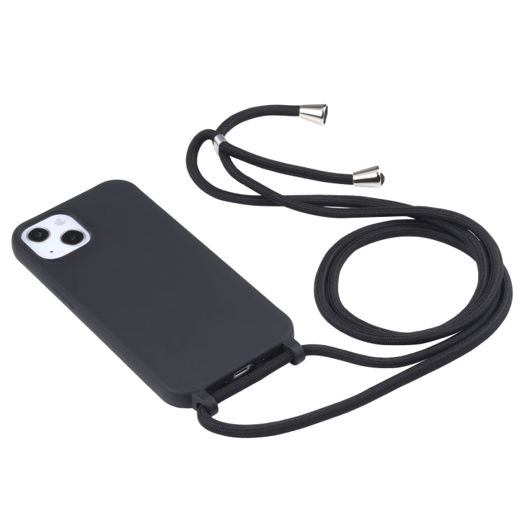 For iPhone 13 mini Candy Colors TPU Protective Case with Lanyard (Black) by buy2fix