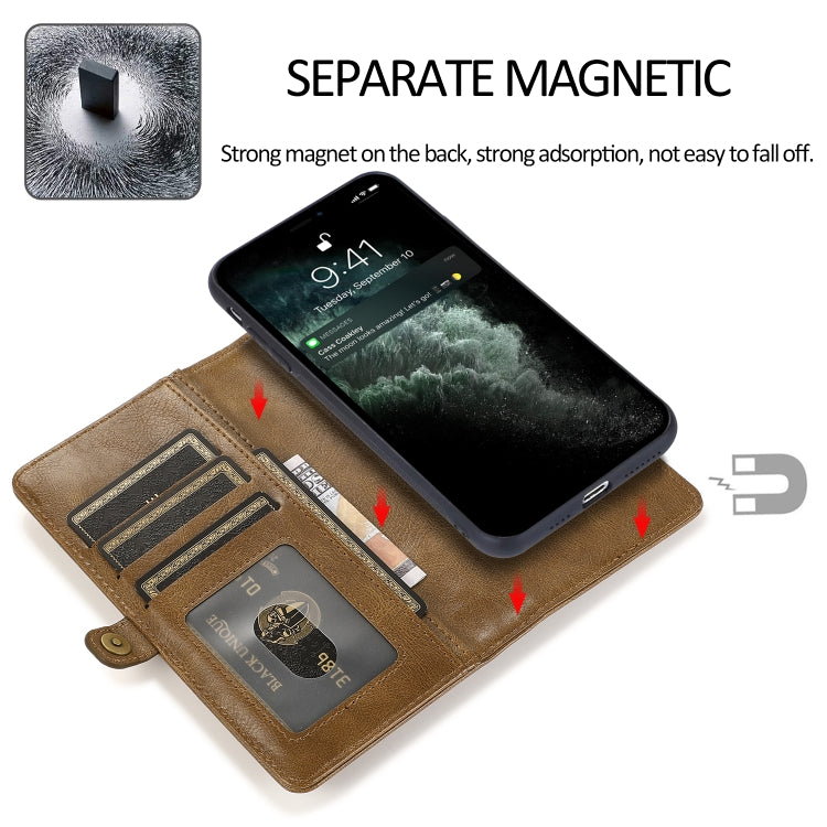 For iPhone 13 Strong Magnetic Detachable Horizontal Flip Leather Case with Card Slots & Wallet(Brown) - iPhone 13 Cases by buy2fix | Online Shopping UK | buy2fix