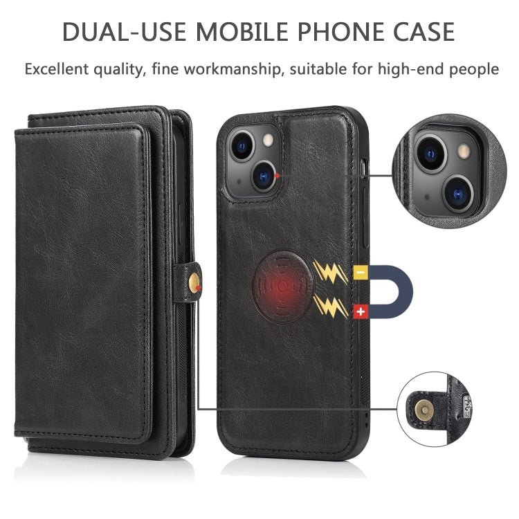 For iPhone 13 mini Strong Magnetic Detachable Horizontal Flip Leather Case with Card Slots & Wallet For iPhone 13 Mini(Black) by buy2fix
