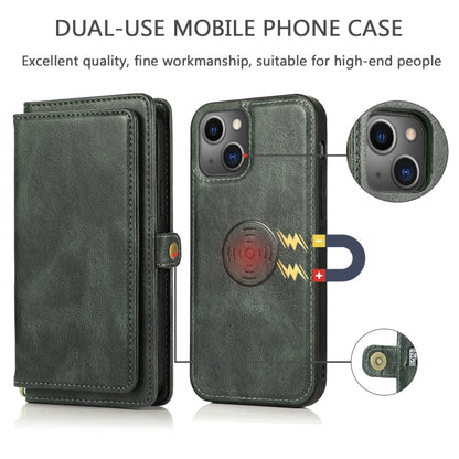 For iPhone 13 mini Strong Magnetic Detachable Horizontal Flip Leather Case with Card Slots & Wallet For  iPhone 13 Mini(Green) - iPhone 13 mini Cases by buy2fix | Online Shopping UK | buy2fix