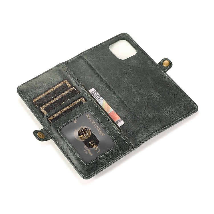 For iPhone 13 mini Strong Magnetic Detachable Horizontal Flip Leather Case with Card Slots & Wallet For  iPhone 13 Mini(Green) - iPhone 13 mini Cases by buy2fix | Online Shopping UK | buy2fix
