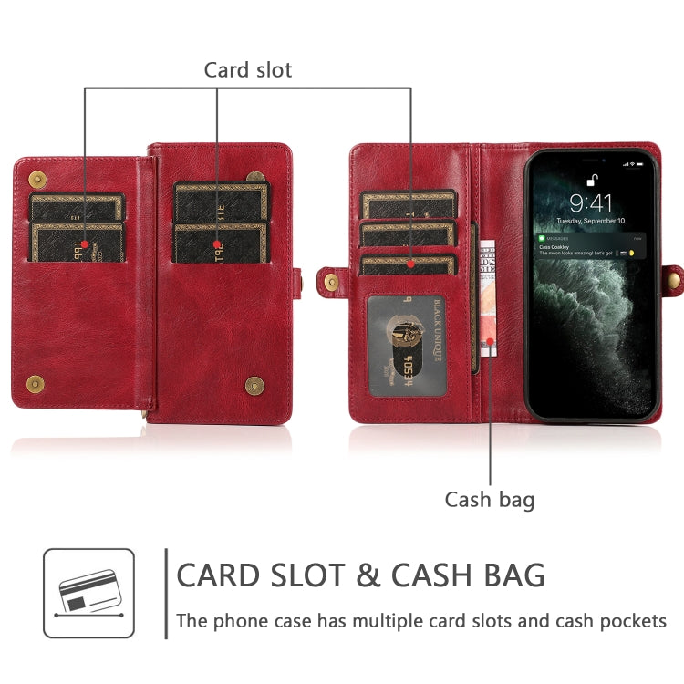 For iPhone 13 mini Strong Magnetic Detachable Horizontal Flip Leather Case with Card Slots & Wallet For  iPhone 13 Mini(Red) - iPhone 13 mini Cases by buy2fix | Online Shopping UK | buy2fix