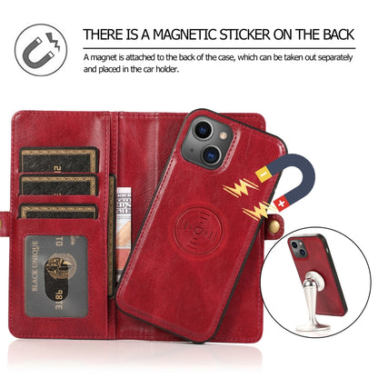 For iPhone 13 mini Strong Magnetic Detachable Horizontal Flip Leather Case with Card Slots & Wallet For  iPhone 13 Mini(Red) - iPhone 13 mini Cases by buy2fix | Online Shopping UK | buy2fix