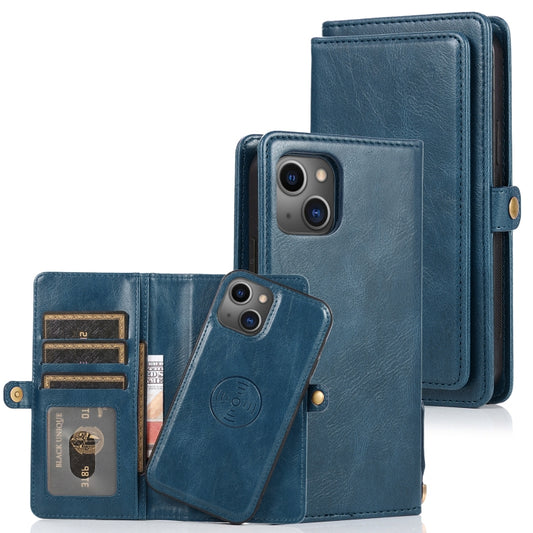 For iPhone 13 Pro Strong Magnetic Detachable Horizontal Flip Leather Case with Card Slots & Wallet (Blue) - iPhone 13 Pro Cases by buy2fix | Online Shopping UK | buy2fix