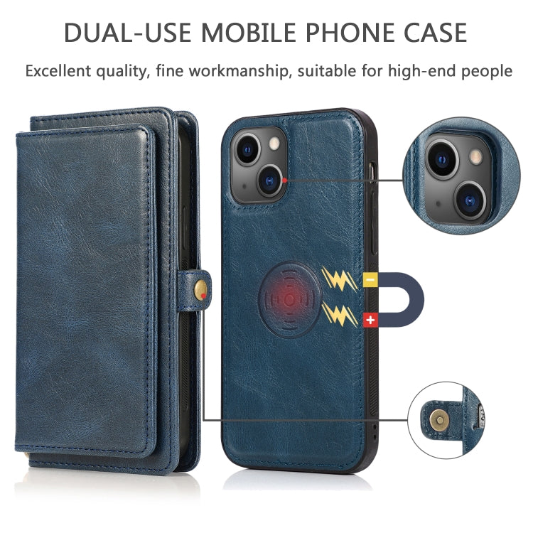 For iPhone 13 Pro Strong Magnetic Detachable Horizontal Flip Leather Case with Card Slots & Wallet (Blue) - iPhone 13 Pro Cases by buy2fix | Online Shopping UK | buy2fix