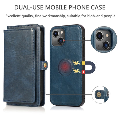 For iPhone 13 Pro Strong Magnetic Detachable Horizontal Flip Leather Case with Card Slots & Wallet (Blue) - iPhone 13 Pro Cases by buy2fix | Online Shopping UK | buy2fix